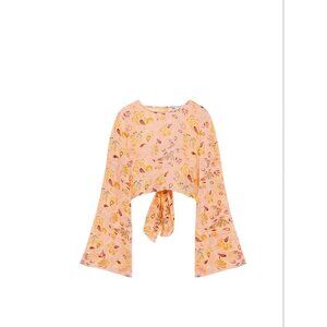 ZARA PRINTED CROP TOP ORANGE SIZE L 7521/408